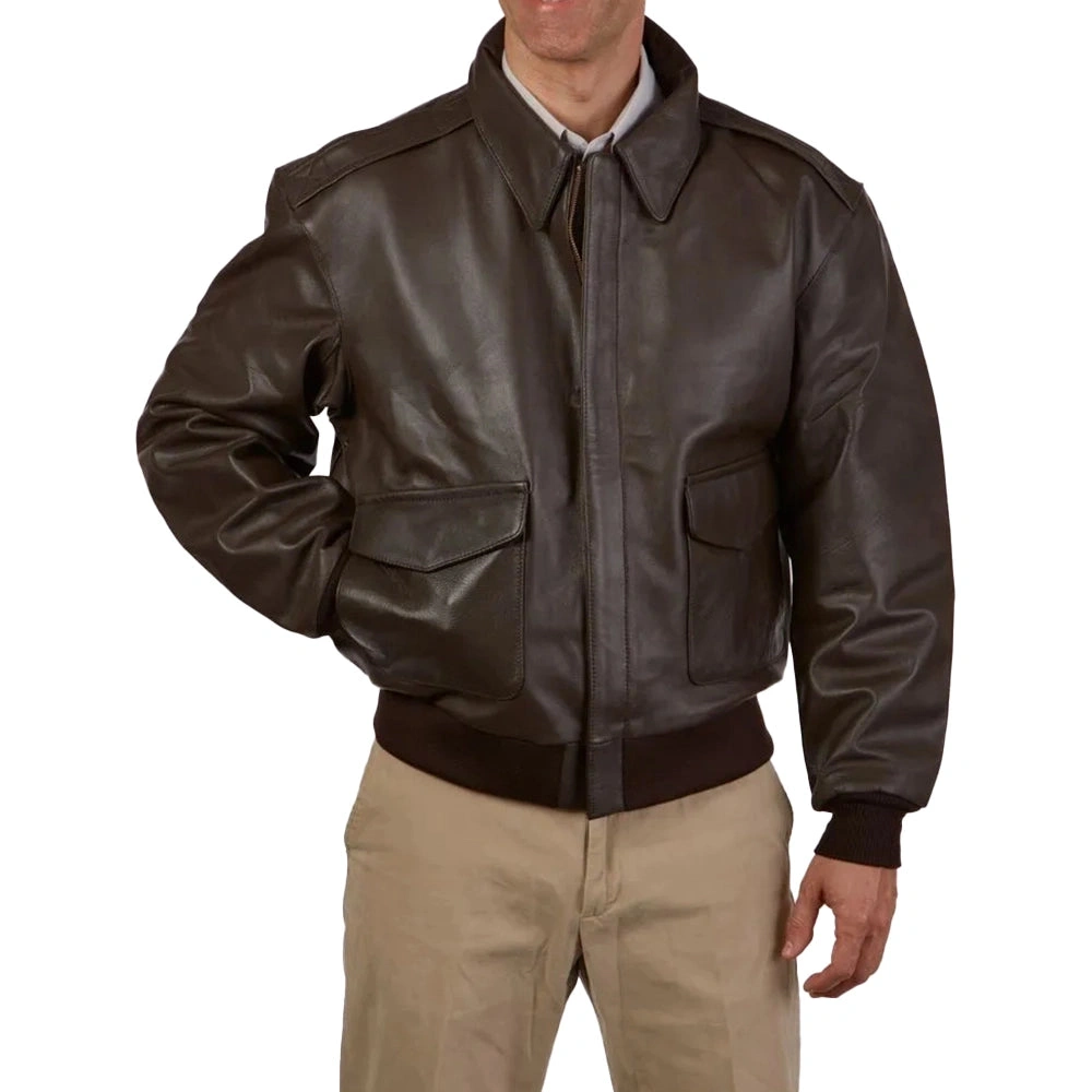 Chaqueta bomber de cuero marrón desgastado estilo aviador A2: ¡vuela alto con elegancia y audacia!