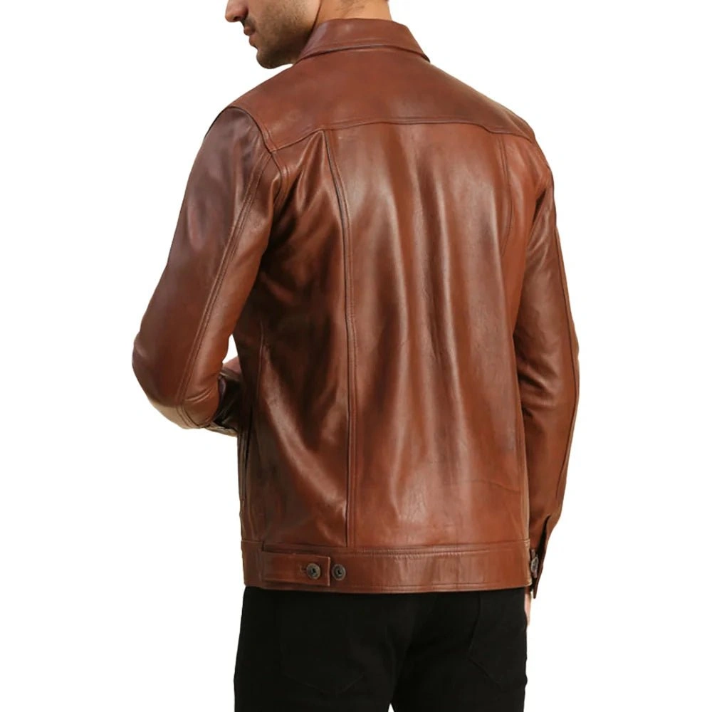 Chaqueta Moto de Cuero Marrón Real para Hombre: Estilo Rebelde, Comodidad Inigualable.